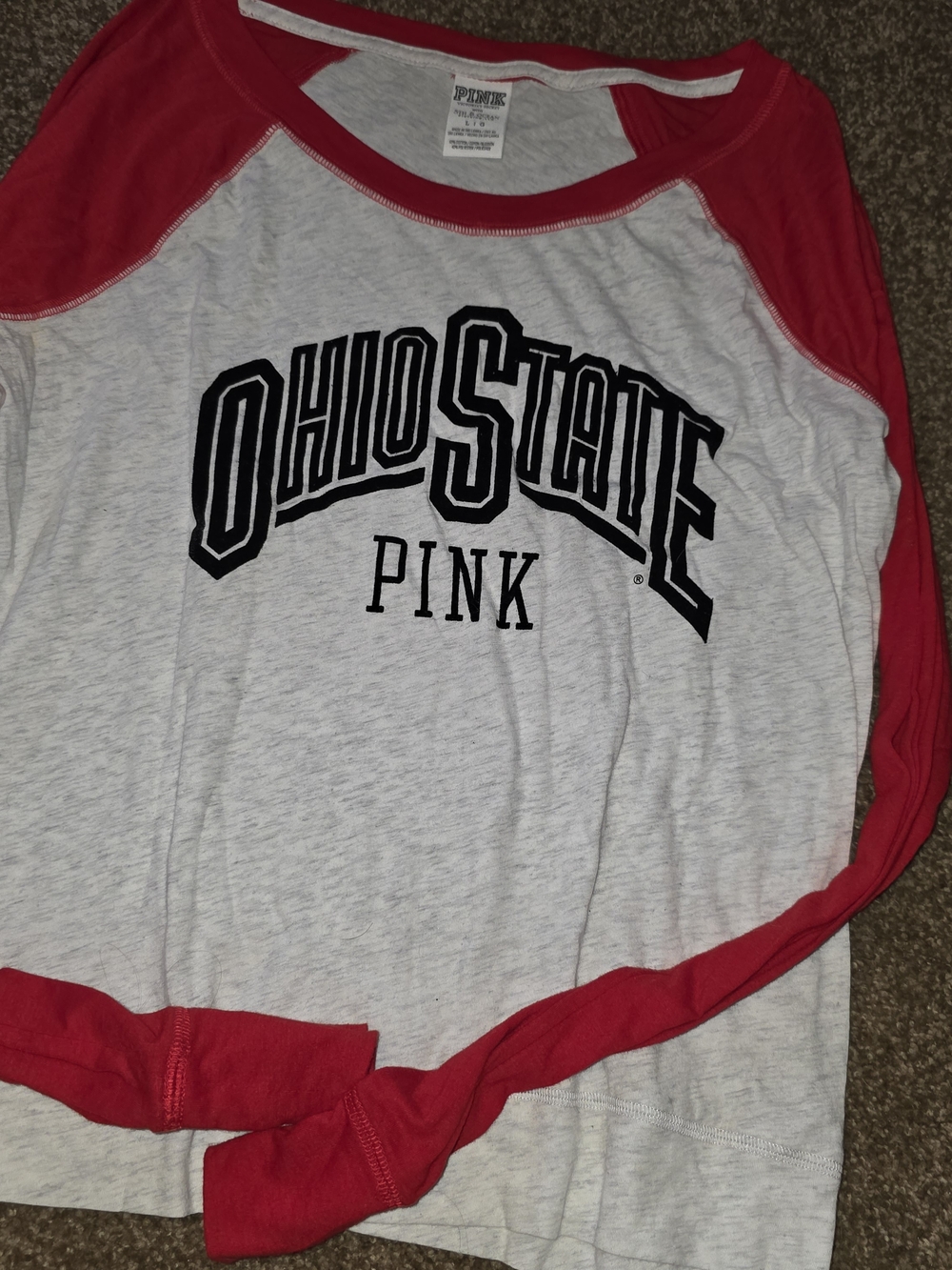 PINK Victoria's Secret White Tee with Red Trim